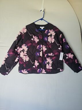 NWT Liz Claiborne Quilted Floral Lightweight Jacket Pockets Size L